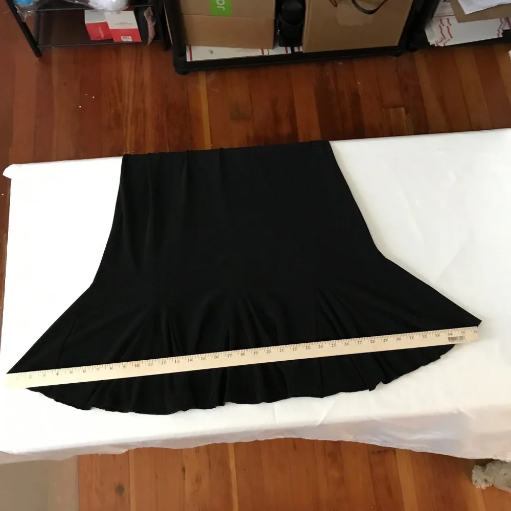 SUSAN LAWRENCE Black Midi Skirt Flounce Ruffle Women’s Size XL